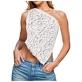 thumbnail image 1 of Top corto de encaje con un solo hombro para mujer - Tirantes finos y espalda descubierta - Poliéster - Para salir en verano - Tallas S-L, 1 of 6