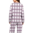 thumbnail image 3 of Fmbrln Womens Pajamas Sets Long Sleeve V Neck Shirts Tops and Wide Leg Pajamas Pants Sets Fashion Plaid Print Soft Comfy Home Sleepwear Sets, 3 of 7