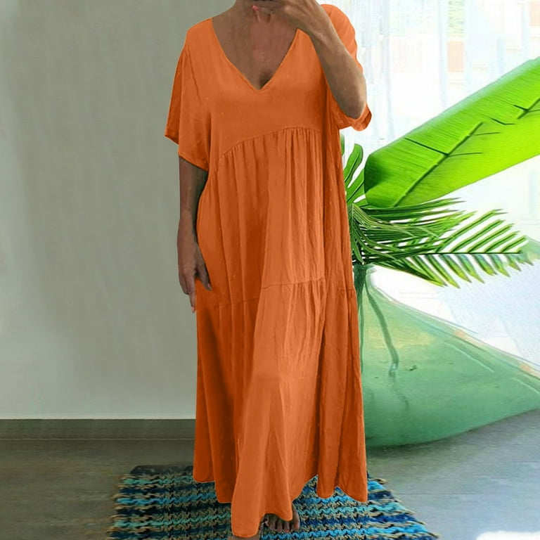 OJSFQUFP Dresses for Women Orange Womens Oversized Baggy
