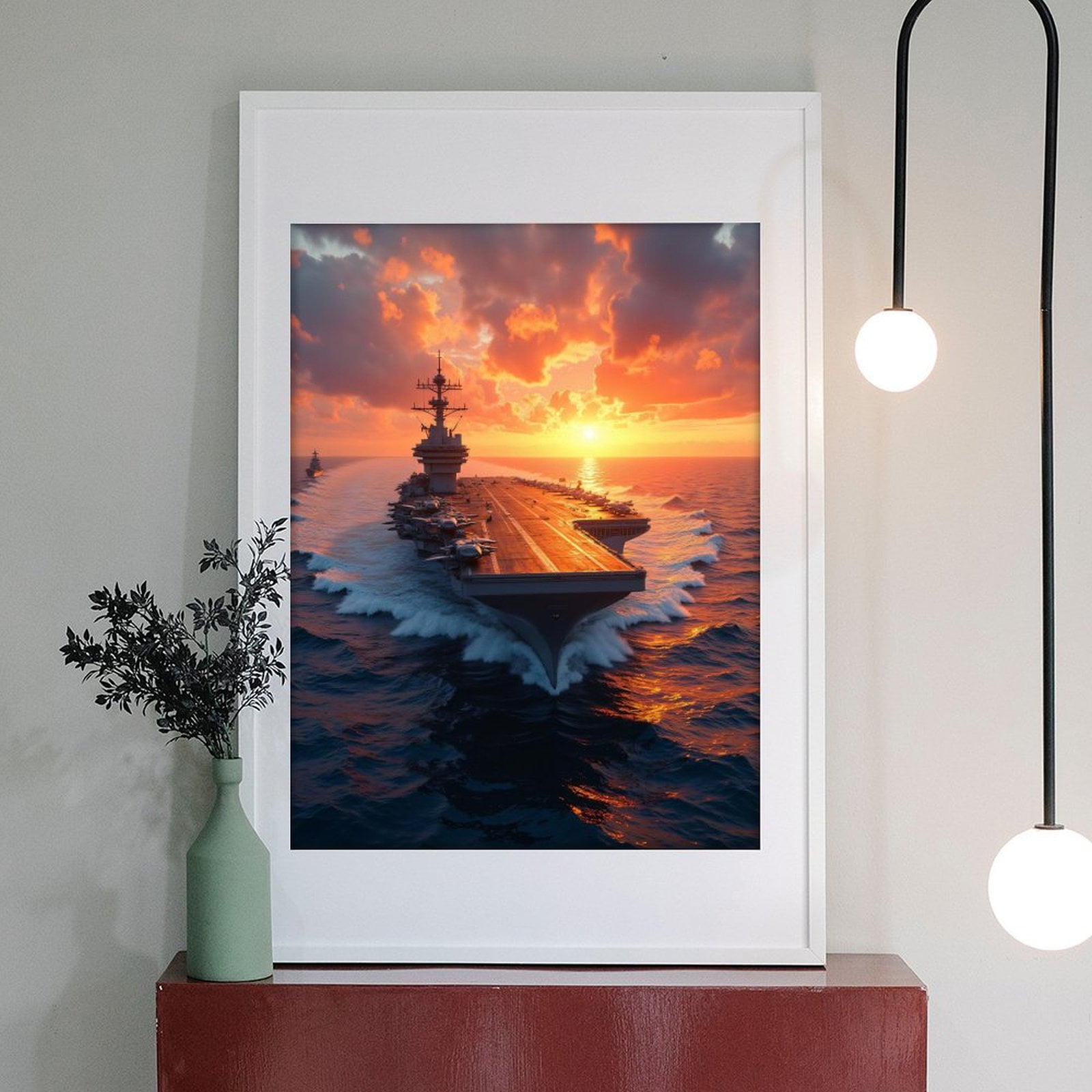 Diamond Art Kit for Adults, Aircraft Carrier Ocean Sunset Scene Diamond Painting for Adults Beginners, 5D DIY Diamond Art Painting Kits, Colorful Diamond Painting Craft for Home Decor 12x16