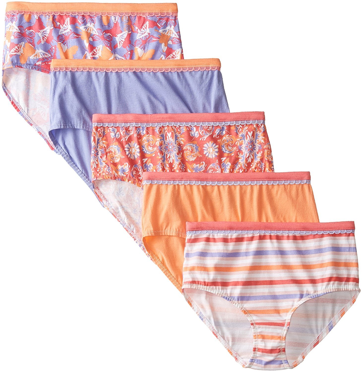 Girls' Cotton Stretch Brief Panties, 5 Pack Assortment May Vary - image 2 of 3