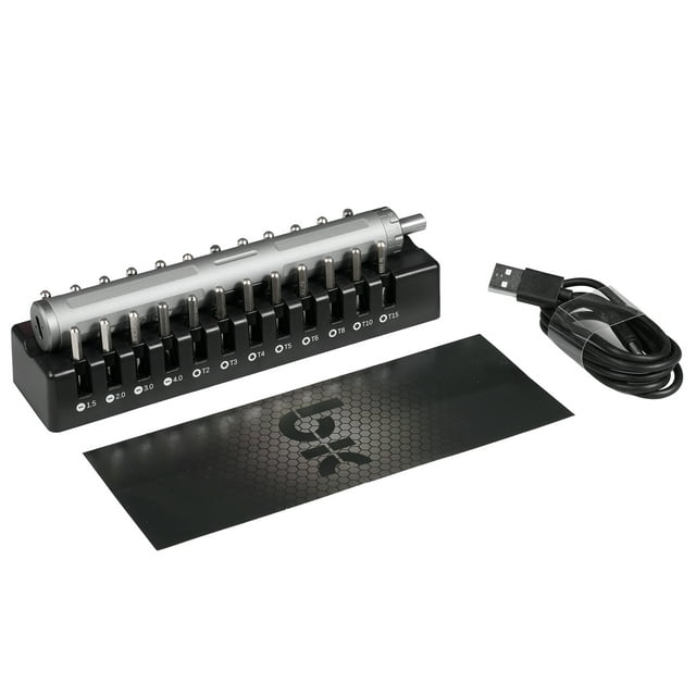 Lepmerk BK-009 Tournevis Électrique Compact avec 9 Réglages de Couple, 24 Bits, Batterie Intégrée, et Boîtier de Charge pour Réparation Maison et Mobile, Gris