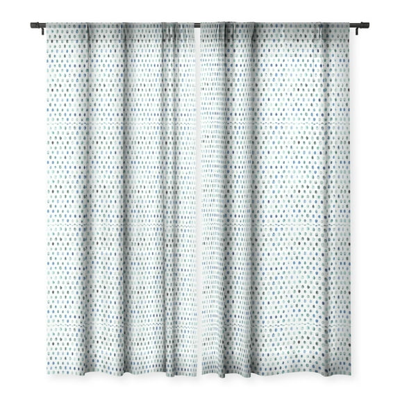 Society6 Ninola Design Color Palette Blue Single Panel Sheer Window Curtain 50" x 84"