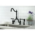 thumbnail image 3 of Kingston Brass KS7750ALBS English Country Two-Handle 3-Hole Deck Mount Bridge Kitchen Faucet with Brass Side Sprayer in Matte Black, 3 of 7
