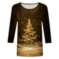 thumbnail image 4 of TTUHYWXI 3/4 Length Sleeve Womens Tops Christmas Loose Fit Crewneck T Shirts Cute Solid Three Quarter Length Tunic Tops (Brown, M), 4 of 4