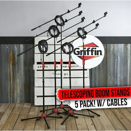 Microphone Boom Stand 5PACK Lot Griffin Studio XLR Cable Mic Clip Telescopic Arm