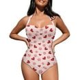 thumbnail image 3 of FKELYI Pink love Heart Dog Paw Print Halter Swimwear One Piece Swimsuit with Soft Pad for Women Tummy Control Bathing Suits Summer Monokini for Ladies Beach Swimming, M, 3 of 6