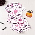 thumbnail image 4 of HAYIMI Women's Fall Holiday Pajama Set Short Sleeve Button Front Shirt and Elastic Waist Shorts Pumpkin Printed Nightwear Comfort Homewear, 4 of 9