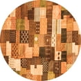 thumbnail image 1 of Ahgly Company Indoor Round Checkered Orange Modern Area Rugs, 4' Round, 1 of 4