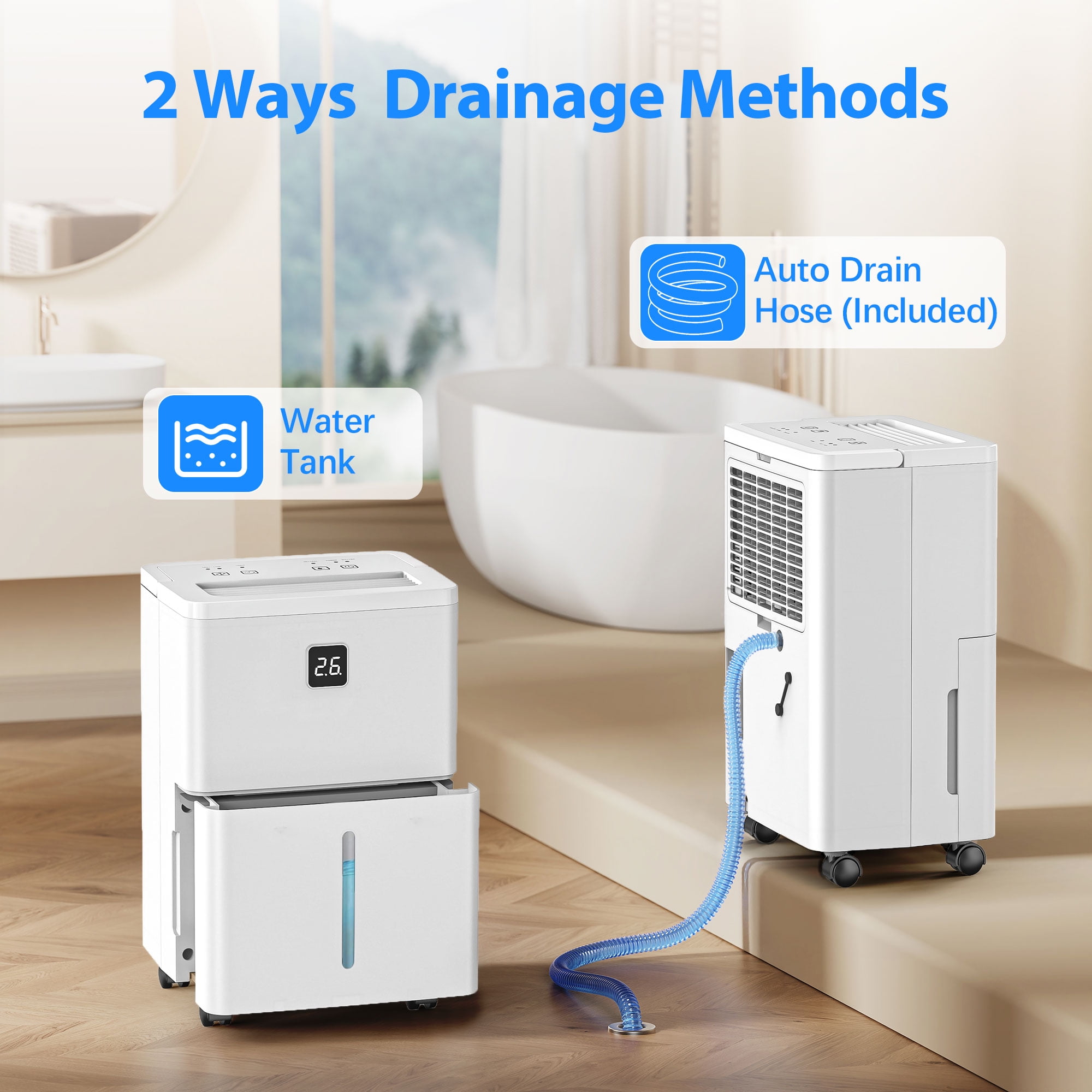 Aootek Dehumidifier for Basement,DOE 10pints/day Dehumidifier with 0.6Gal Tank,Humidity Control,Timer,Drain Hose ,24HR Timer,MAX 30 Pints Dehumidifier Spaces up to 3000 Sq. Ft