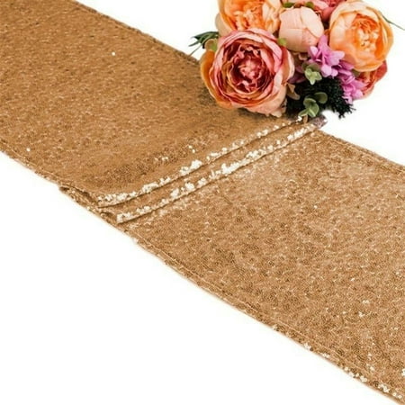 10Pcs Sparkly Sequin Champagne Table Runners, Glitter Table Flag Tablecloths Cover for Wedding Banquet Event Birthday Party Christmas Holiday Dining Room Kitchen Decoration, 30 x (Best Value Champagne To Serve A Party)