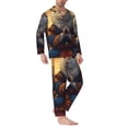 thumbnail image 2 of Naloa Maple Leaf Meditating Squirrel Men’s Pajamas Set - Long Sleeve Button Down Sleep Shirt and Pajama Bottoms Sleepwear Set-Large, 2 of 7
