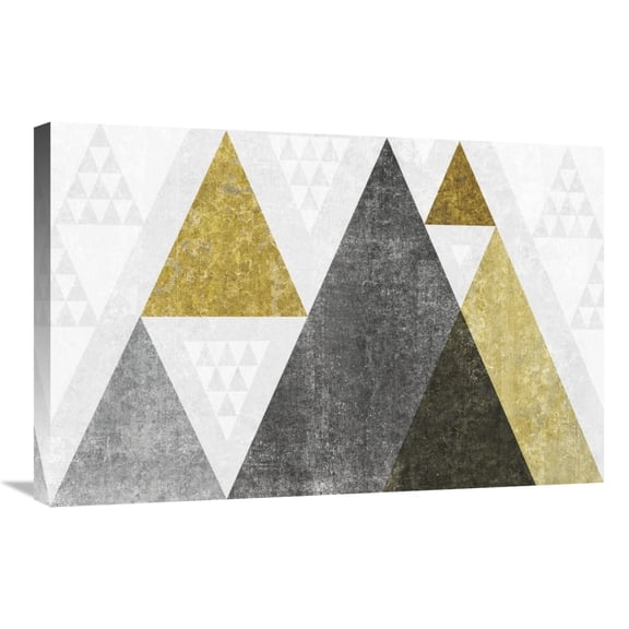 Global Gallery's 'Mod Triangles I Gold' By Michael Mullan Stretched Canvas Wall Art