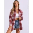 thumbnail image 2 of DARING DIVA Women's Long Sleeve Plaid Button Down Shirt Blouse Top XL Dark Red, 2 of 6