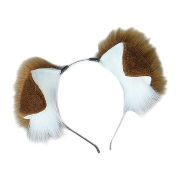 Aro para el pelo con orejas de perro, accesorio fotográfico para la cabeza para cumpleaños, actuaciones en el escenario y fiestas Marrón oscuro