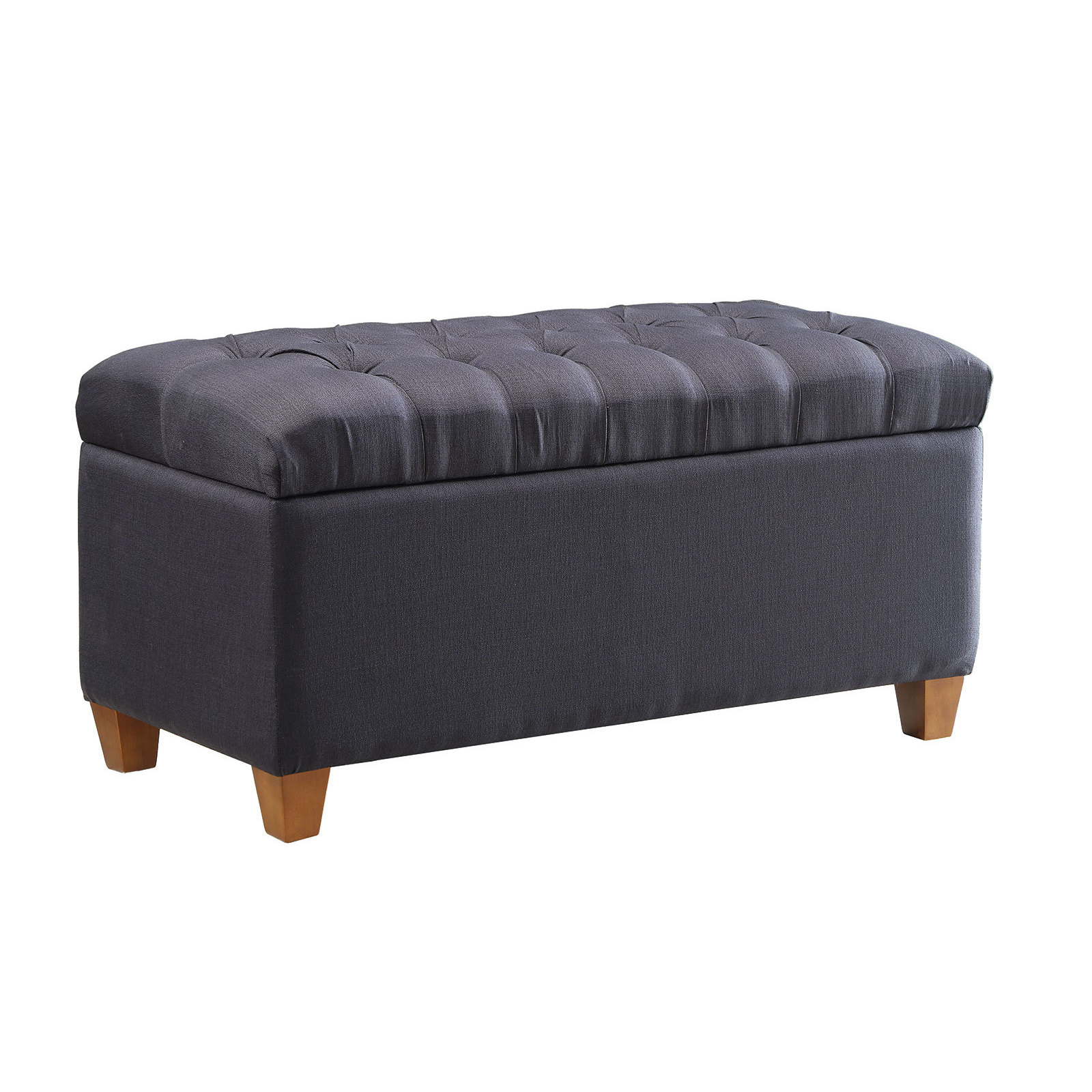 Tufted Storage Bench Dark Navy