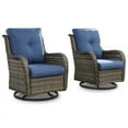 thumbnail image 2 of PARKWELL Patio Rocking Swivel Cushioned Chairs Set of 2,Wicker Glider Rocker for Porch Balcony Backyard Apartment,Blue, 2 of 8