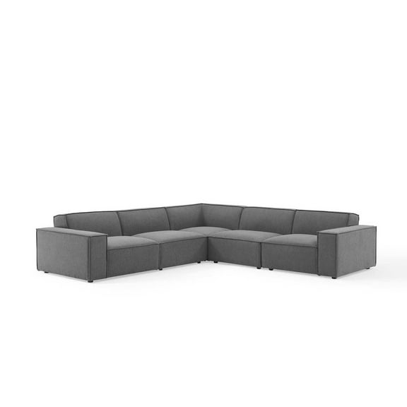 Modway Restore 5-Piece Modern Fabric Upholstered Sectional Sofa in Charcoal
