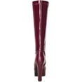 thumbnail image 2 of BLISSFUL STEP Women's Patent Leather Platform Chunky Heel Knee High Boots Burgundy 9, 2 of 7