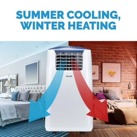 NewAir - 525 Sq. Ft. Portable Air Conditioner and Heater, 8,600 BTUs (8,532 BTU, DOE), Window Venting Kit and Remote Control - White