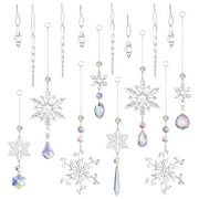 HOMEMAXS 16Pcs Crystal Sun Catcher Wall Hanging Christmas Snowflake Crystal Suncatcher Ornament