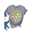 thumbnail image 3 of Xuanfei Women Peace & Love Letter Print Daisy Heart Pattern Short Sleeve T-Shirt, 3 of 6