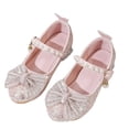 thumbnail image 4 of FAHXNVB Girls Mary Jane Shoes Low Heels Pearl Strap Bow Glitter Dress Shoes Wedding Birthday Party Sparkly Princess Shoes 4.5-11.5 Years, 4 of 8