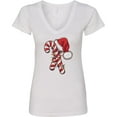 thumbnail image 3 of Inktastic Red and White Candy Cane Santa Christmas Funny Xmas Lights Women's V-Neck T-Shirt, 3 of 5