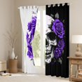 thumbnail image 3 of Manfei Spooky Skeleton Curtains Pack of 2 (42x84 Each),Gothic Theme Curtains Blackout,Purple Flower Floral Bedroom Curtains For Men Women,Super Cozy Room Decor, 3 of 6
