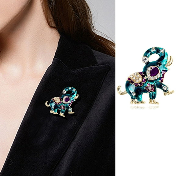 SmartBy Ethnic Style Cute Elephant Shape Brooch Shining Rhinestones Inlaid Pin Suit Lapel Badge Dress Coat Accessories