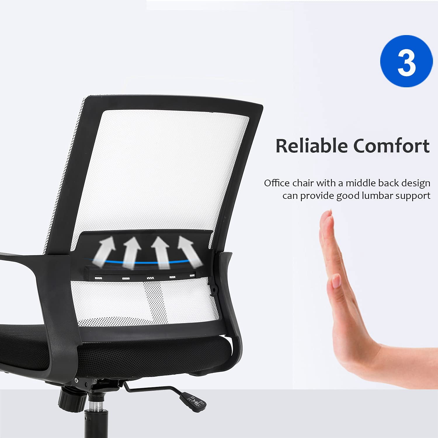 FDW Ergonomic Mesh Office Chair - Adjustable Mid-Back Computer Desk Chair with Lumbar Support, White