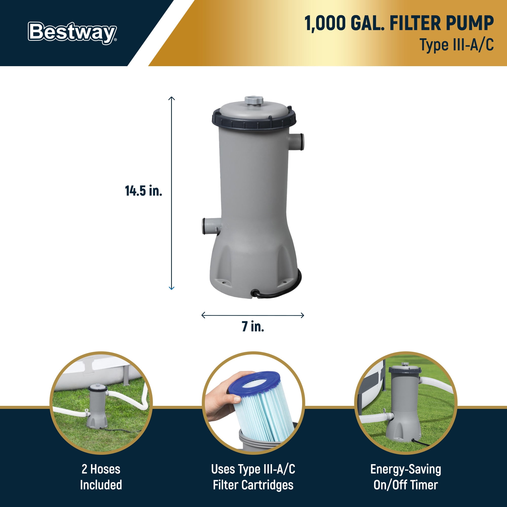 Bestway Steel Pro Max Above Ground Pool - Pump Ladder Cover - 14 ft x 48 in Stone