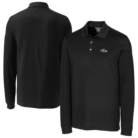 Men's Cutter & Buck Black Baltimore Ravens Advantage Eco Pique DryTec Tri-Blend Polo
