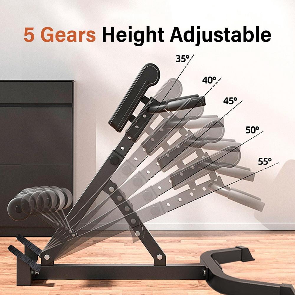 WAASOSCON 150kg/330lbs Load Foldable Roman Chair, 8-Level Height & 5 Angles Adjustable, Back Extension Bench with Non-Slip Footboard, Exercice Machine for Home Gym Workout