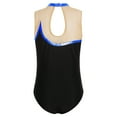 thumbnail image 4 of Manyakai Kids Girls Sleeveless Color Block Keyhole Back Gymnastics Dance Leotard with V-front Royal Blue 16, 4 of 5