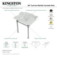 thumbnail image 5 of Kingston Brass LMS36MSQ6 Viceroy 36" Carrara Marble Console Sink with Stainless Steel Legs (8-Inch, 3-Hole), Carrara Marble White/Polished Nickel, 5 of 6