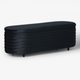 thumbnail image 2 of WestinTrends 54" Wide Mid-Century Modern Upholstered Velvet Tufted Oval Storage Ottoman Bench, Black, 2 of 2