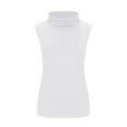 thumbnail image 6 of Dezsed Women's Sleeveless Slim Turtleneck Mock Soft T-Shirt Tank Tops Basic Stretchy Pullover Summer Tops White XXXL, 6 of 7