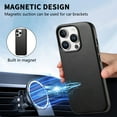 thumbnail image 2 of for iPhone 13 Pro Magnetic Case, Compatible with Mag-Safe, Classic PU Leather Hybrid Phone Case, Anti-Scratch Microfiber Lining, Slim Shockproof Protective Cover for iPhone 13 Pro, Black, 2 of 10