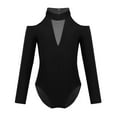 thumbnail image 4 of DPOIS Girls Team Basic Stretch Mock Neck Long Sleeve Leotard Dancewear, 4 of 7