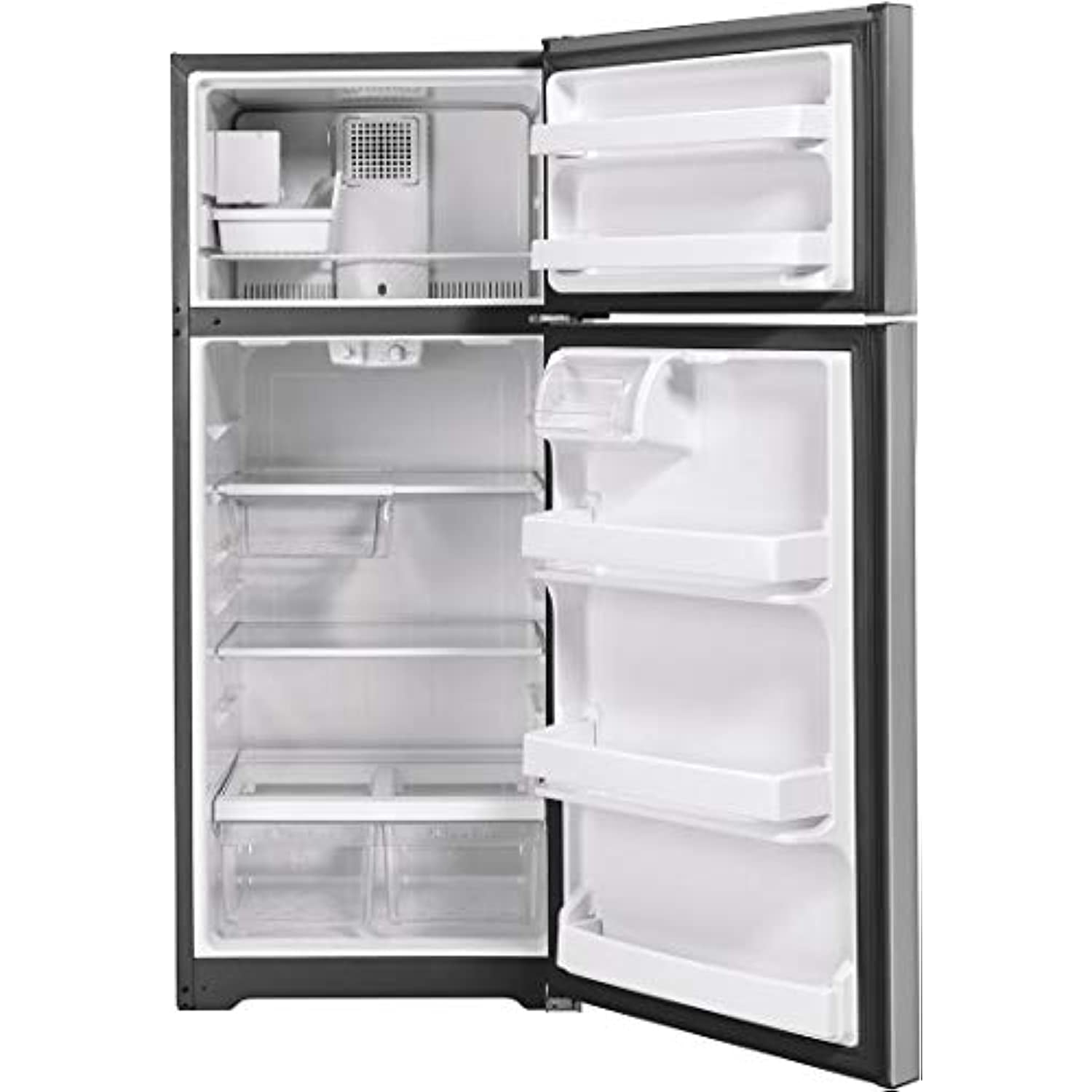 GE 18 Cubic Feet Top Mount Refrigerator, Energy Star, Stainless Steel