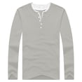 thumbnail image 4 of XUANTAOO Mens T-Shirts Long Sleeve Button Down Crewneck Henley Shirts Loose Fit Grey Button Shirt Men's Shirts Casual, 4 of 4