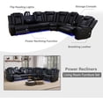 thumbnail image 3 of Power Reclining Sectional Sofa, Living Room Furniture Set with USB Chargers and Storage Console, Leather Recliner Sofa for Living Room/Apartment/Office/Home Theather (Black), 3 of 6
