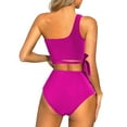 thumbnail image 3 of MOSHU One Shoulder Womens Bikini Sets High Waisted Bathing Suits for Women Tie High Cut Swimsuits, 3 of 6