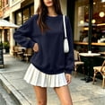 thumbnail image 7 of Crew Neck Sweatshirts Women Fall Oversized Crewneck Sweatshirt Vintage Fleece Pullover Loose Fit Cute Y2K Hoodie Navy XL, 7 of 7