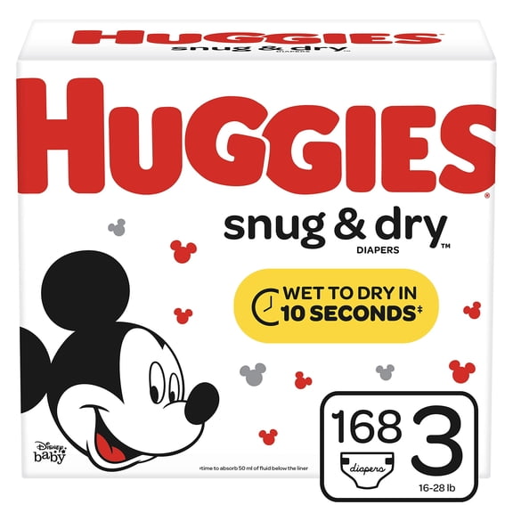 Huggies Snug & Dry Baby Diapers, Size 3 168 Ct.