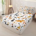 thumbnail image 2 of Castle Fairy Cute Woodland Animal Zipper Queen Comforter Set with Fitted Sheet and 2 Pillowcases,Fox Deer Hedgehog Pine Zipper Bedding Set,Orange Black Cream White,Reversible,4 Pieces, 2 of 6