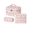 thumbnail image 1 of Bolsa de maquillaje uekeboag acolchada con estampado floral de algodón para viajes, 3 unidades, rosa, 1 of 6