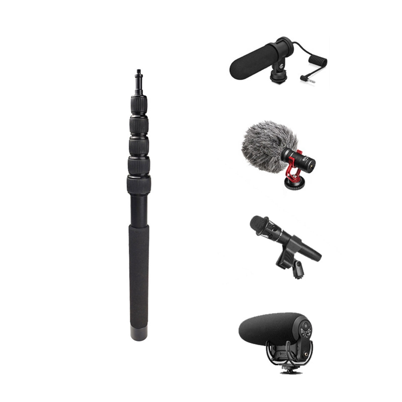 NEXAVKPR 6-Section Extendable Microphone Arm Pole for Filming with 1/4" / 3/8" Threads