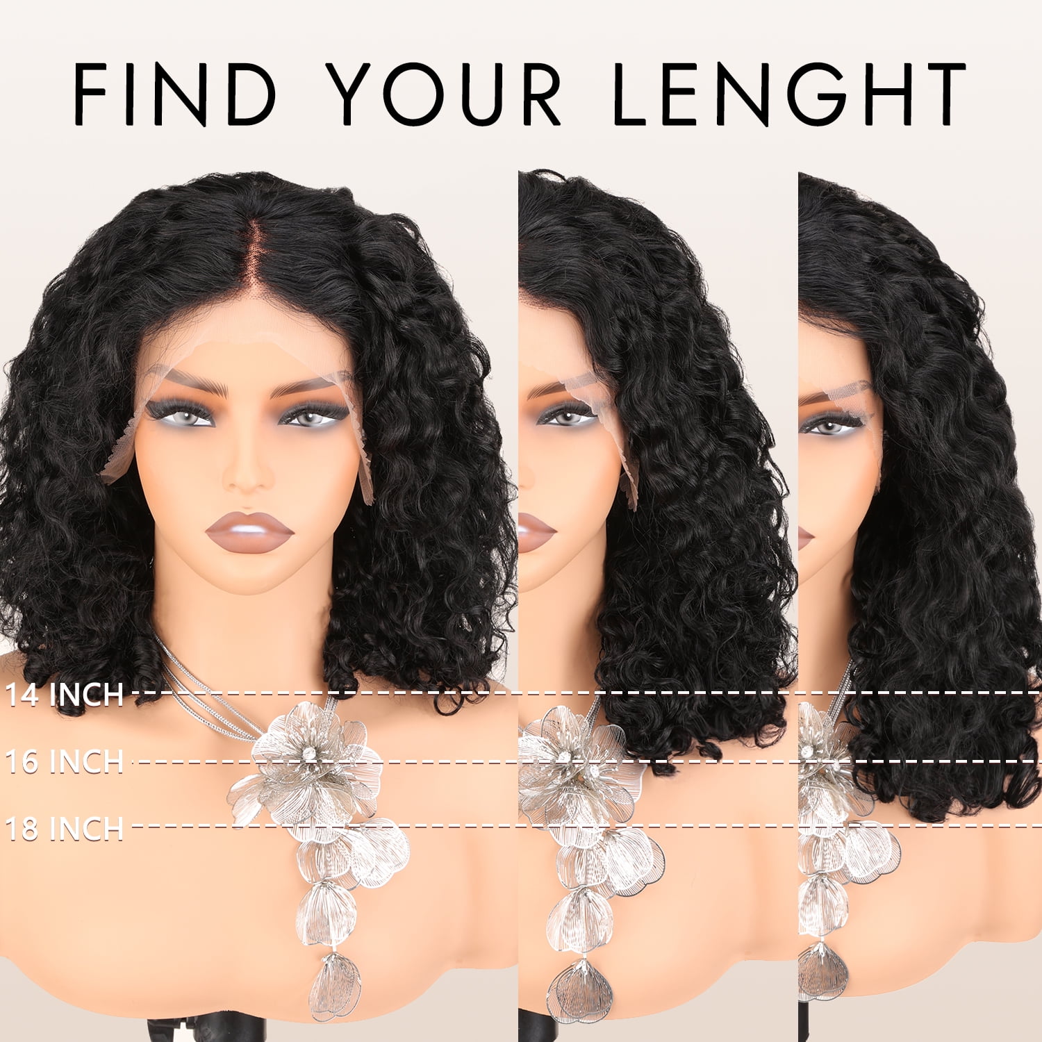 UREMY Bouncy Curly Wig Human Hair with Spiral End, 13x4 Lace Frontal Burmese Curly Bob Wigs, Water Wave Brazilian Pre Plucked Wigs for Black Women Natural Color 16 Inch